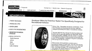 Years after the G159 was used on RVs, Goodyear announced a new tire “specifically designed for recreational vehicles” and stated the G159 was made for delivery trucks. Photo: PACER